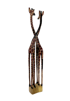 Preview: Eng verschlungenes Giraffenpaar - handgeschnitzt